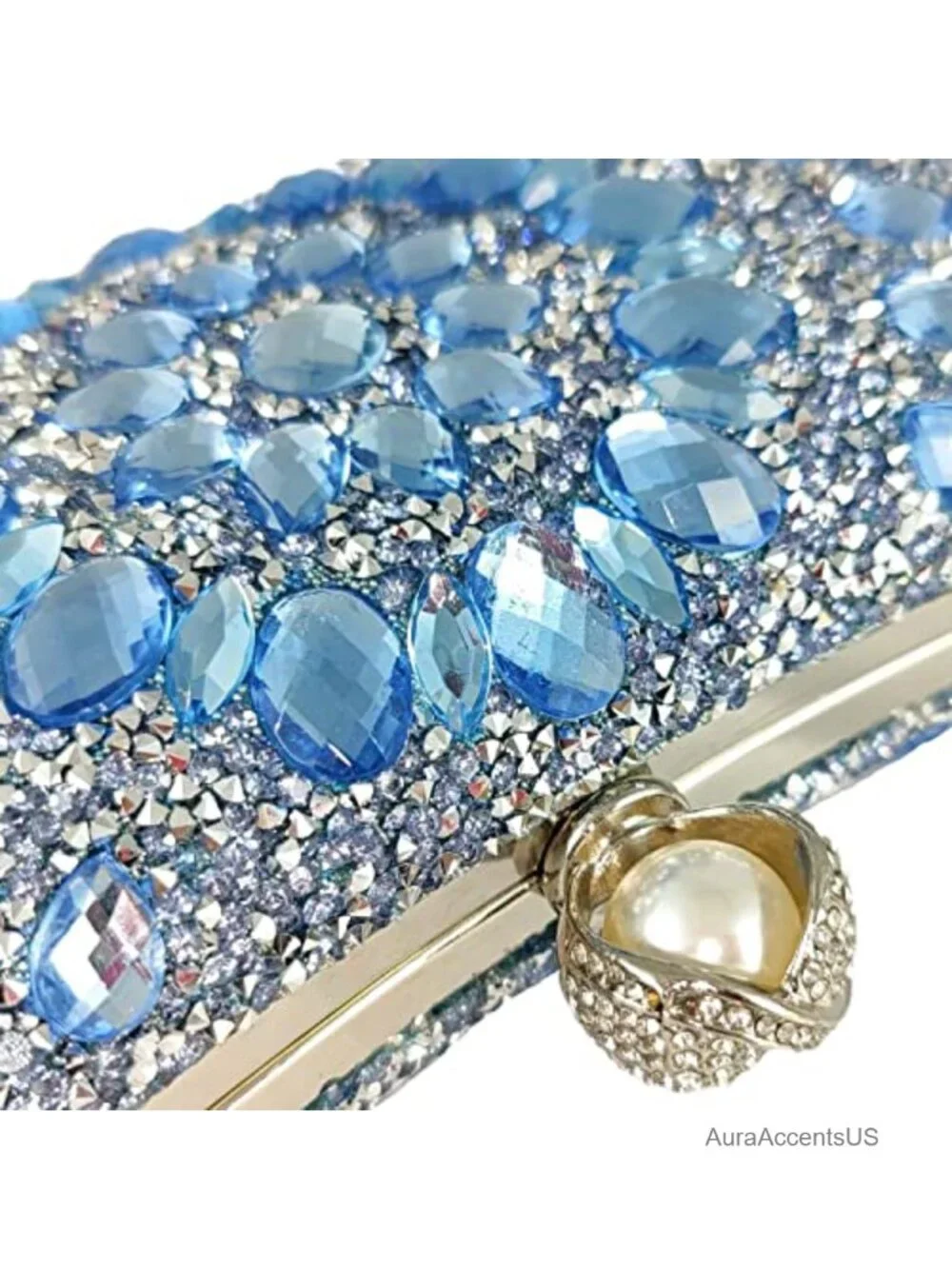 Crystal Rhinestone Clutch Evening Bag with Chain Straps